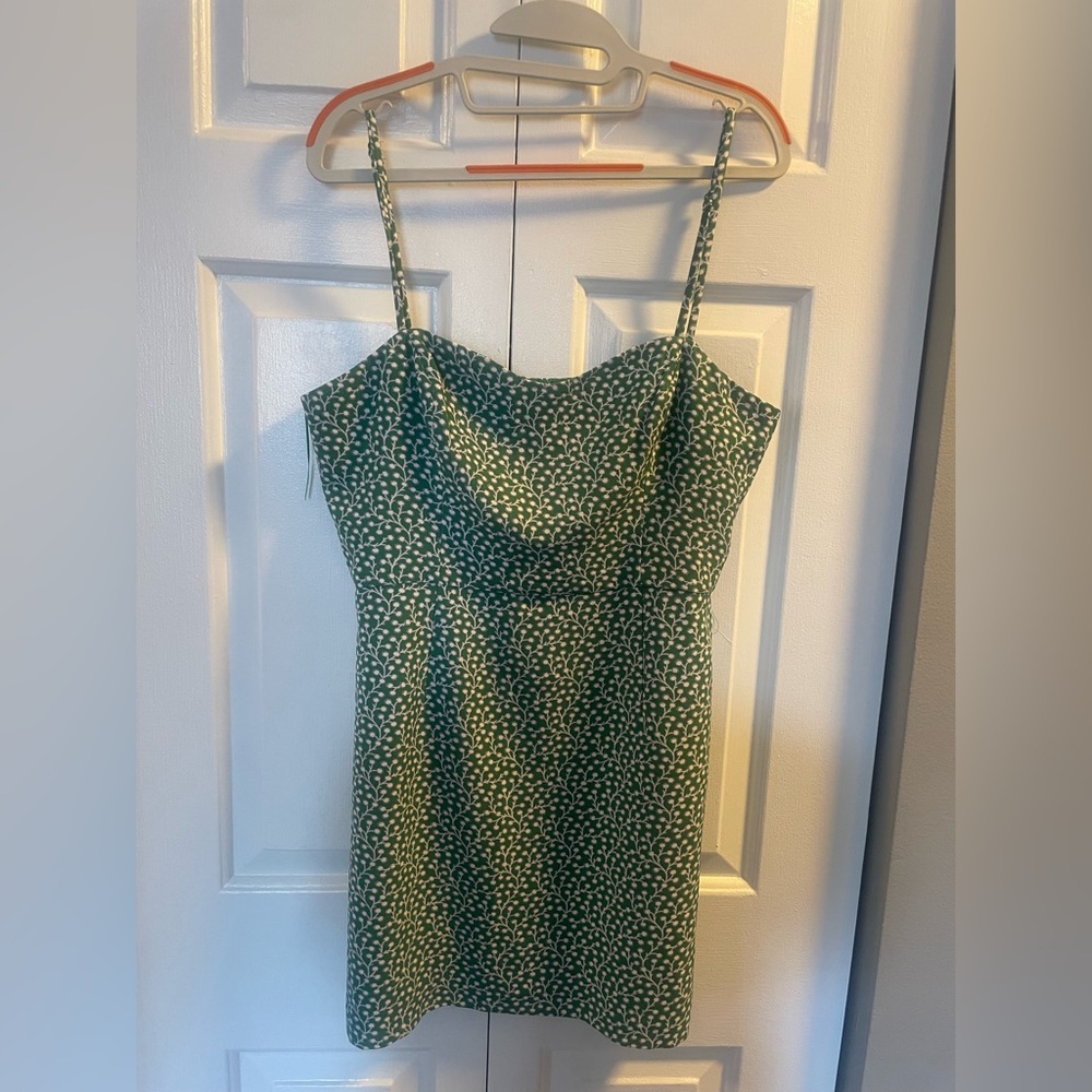 French Connection Green Mini Dress with White Dots